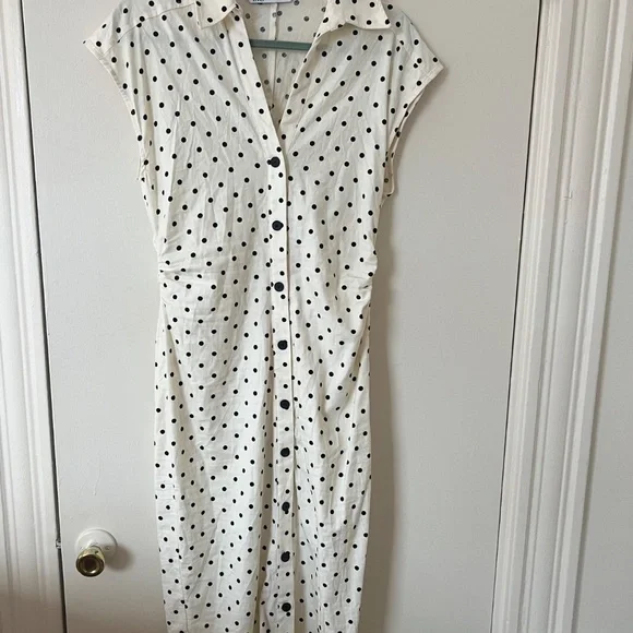 Zara business casual black and white polka dot dress - Picture 5 of 5